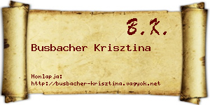 Busbacher Krisztina névjegykártya